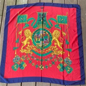 Vintage Hermes Paris Lion Crest Silk Scarf